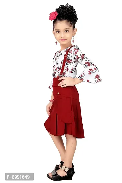 Stylish Polyester Spandex Maroon Printed Dress For Girls-thumb2