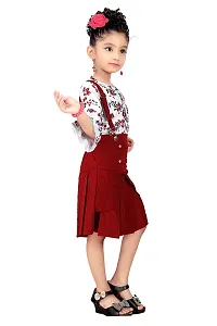 Stylish Polyester Spandex Maroon Printed Dress For Girls-thumb2