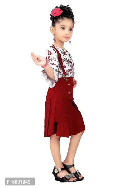 Stylish Polyester Spandex Maroon Printed Dress For Girls-thumb3