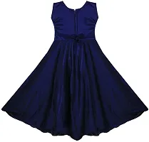 Fabulous Blue Satin Self Pattern Maxi Dress For Girls-thumb1
