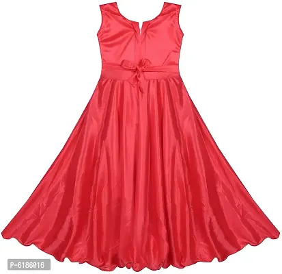 Fabulous Pink Satin Self Pattern Maxi Dress For Girls-thumb2