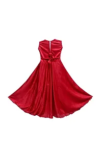 Fabulous Maroon Satin Self Pattern Maxi Dress For Girls-thumb1