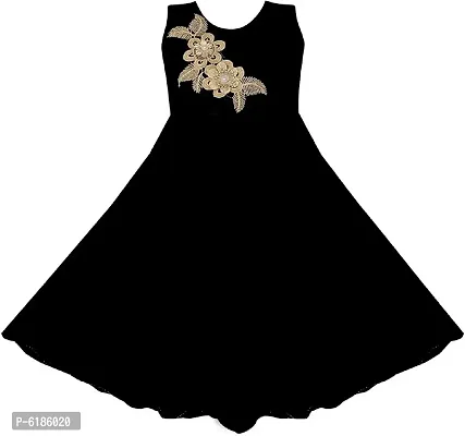 Fabulous Black Satin Self Pattern Maxi Dress For Girls