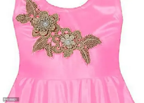Fabulous Pink Satin Self Pattern Maxi Dress For Girls-thumb3