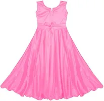 Fabulous Pink Satin Self Pattern Maxi Dress For Girls-thumb1