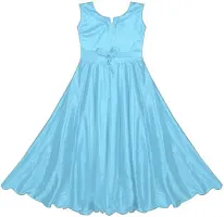 Fabulous Blue Satin Self Pattern Maxi Dress For Girls-thumb1