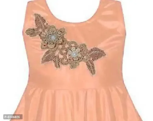 Fabulous Peach Satin Self Pattern Maxi Dress For Girls-thumb3