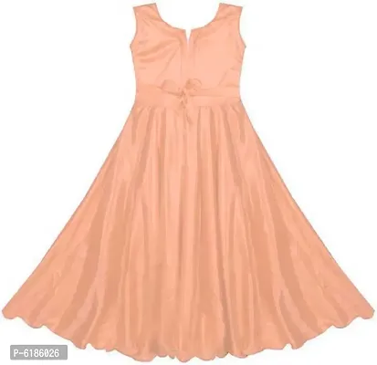 Fabulous Peach Satin Self Pattern Maxi Dress For Girls-thumb2