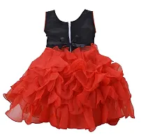 Fabulous Red Satin Self Pattern Fit And Flare Dress For Girls-thumb1