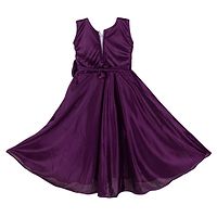 Fabulous Purple Satin Embroidered Maxi Dress For Girls-thumb1