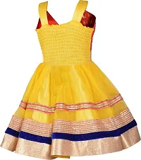 Fabulous Yellow Net Self Pattern A-Line Dress For Girls-thumb2