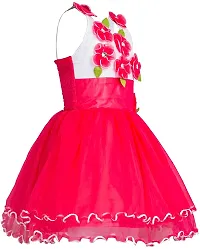 Stunning Pink Net Self Pattern A-Line Dress For Girls-thumb1