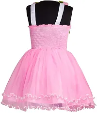 Stunning Pink Net Self Pattern A-Line Dress For Girls-thumb1