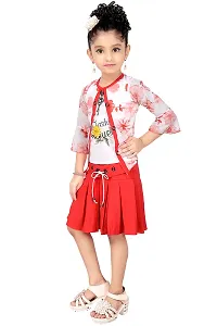 Stylish Trendy Cotton Blend Floral Print Top with Skirt Set For Girls-thumb2