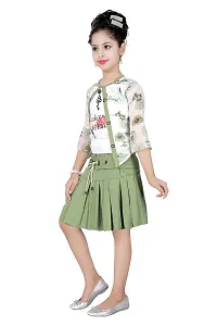 Stylish Trendy Cotton Blend Floral Print Top with Skirt Set For Girls-thumb2