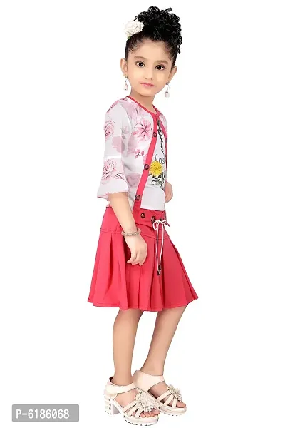 Stylish Trendy Cotton Blend Floral Print Top with Skirt Set For Girls-thumb2