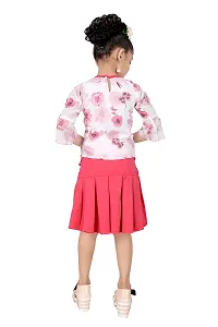 Stylish Trendy Cotton Blend Floral Print Top with Skirt Set For Girls-thumb3