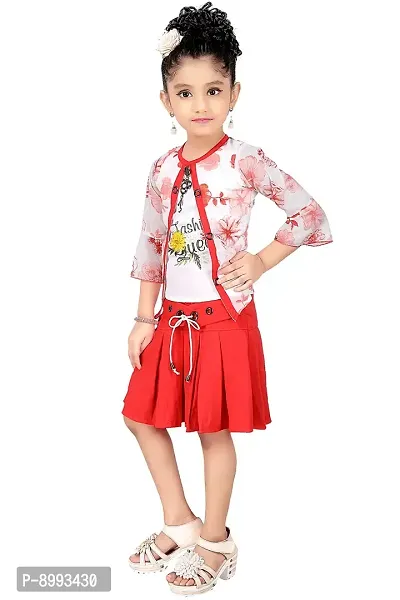 Clobay Trendy Floral Print top and Skirt for Girls-thumb2