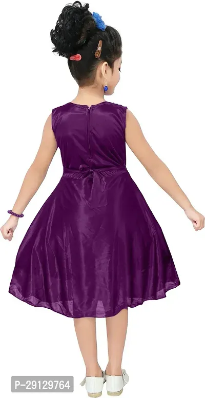 Fabulous Satin Purple Solid Frock For Girls-thumb3