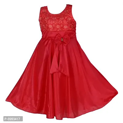 Princeandprincess Girl's Column Midi Dress (Longfrock1_gajjar_16_Red_18-24 Months)