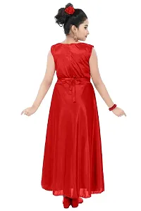 Stylish Red Satin Solid Dress For Girls-thumb3