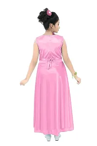 Stylish Pink Satin Solid Dress For Girls-thumb3