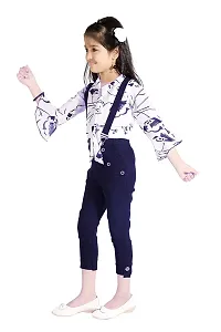 Clobay Floral Print top with Dungaree Set for Girls-thumb1