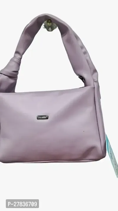 Stylish Purple Artificial Leather Solid Handheld Handbag For Women