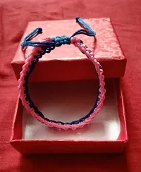 Jyokrish Handmade Adjustable Pink  blue Mix Thread Knot Bracelet for Unisex |Boys| Men | Girls |Women | Bracelet for adult |Free Size |Pack of 1| Friendship Band |Rakhi |bandhan-thumb3