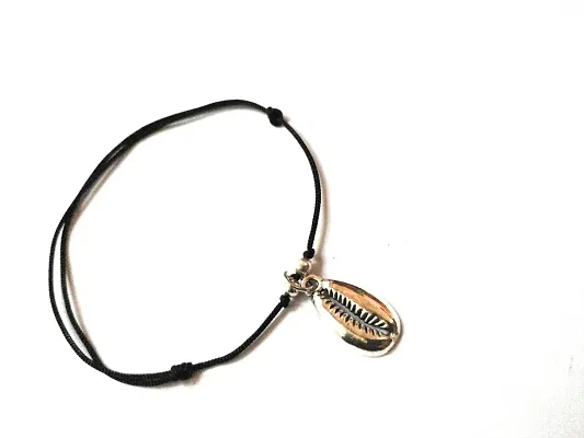 Jyokrish handmade adjustable black thread metal silver fish bracelet for  women, girls, boys