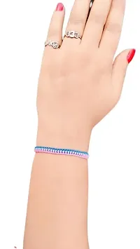 Jyokrish Handmade Adjustable Pink  blue Mix Thread Knot Bracelet for Unisex |Boys| Men | Girls |Women | Bracelet for adult |Free Size |Pack of 1| Friendship Band |Rakhi |bandhan-thumb1