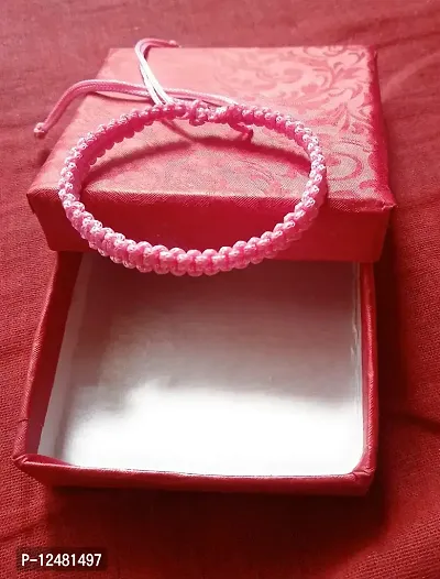 Jyokrish Handmade Adjustable Pink Thread Bracelet For Unisex |Women | Girls |Boys |Men Bracelet | |Free Size |Pack of 1Lucky protection-thumb3