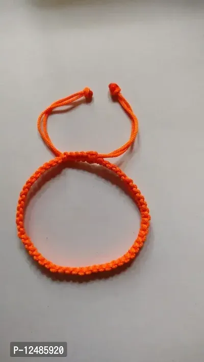 Jyokrish Handmade Adjustable Thread Nazariya Bracelet For Unisex |Women | Girls |Boys |Men Bracelet | |Free Size |Pack of 1Lucky protection (Orange)-thumb0