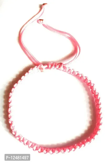 Jyokrish Handmade Adjustable Pink Thread Bracelet For Unisex |Women | Girls |Boys |Men Bracelet | |Free Size |Pack of 1Lucky protection-thumb0