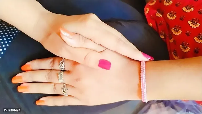 Jyokrish Handmade Adjustable Pink Thread Bracelet For Unisex |Women | Girls |Boys |Men Bracelet | |Free Size |Pack of 1Lucky protection-thumb5