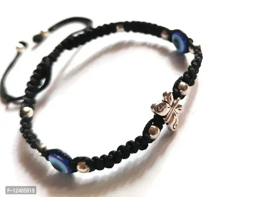 Jyokrish Handmade Adjustable Black thread With 1 Evil eye Nazariya bracelet  for Unisex, Men