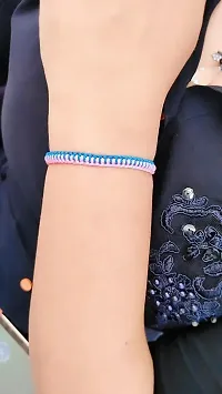 Jyokrish Handmade Adjustable Pink-Blue mix Thread Knot Bracelet For Women | Girls |Boys |men Bracelet | Dual color |Free Size |Pack of 1| Thread Work-thumb4