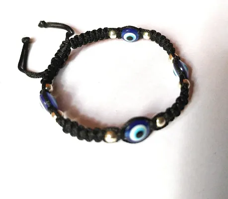 Jyokrish handmade adjustable black thread metal silver fish bracelet for  women, girls, boys
