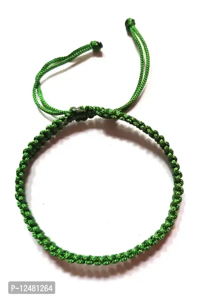 Jyokrish Handmade Adjustable Green Thread Bracelet For Unisex |Women | Girls |Boys |Men Bracelet | |Free Size |Pack of 1| Hand Band
