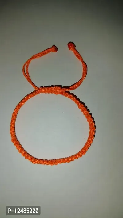 Jyokrish Handmade Adjustable Thread Nazariya Bracelet For Unisex |Women | Girls |Boys |Men Bracelet | |Free Size |Pack of 1Lucky protection (Orange)-thumb3