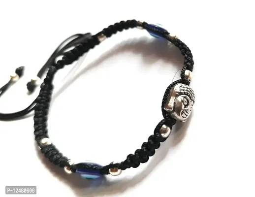 Jyokrish Handmade Adjustable Black thread With 1 Evil eye Nazariya bracelet  for Unisex, Men