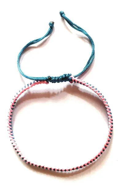 Jyokrish Handmade Adjustable mix Thread Knot Bracelet For Women | Girls |Boys |men Bracelet | Dual color |Free Size |Pack of 1| Thread Work