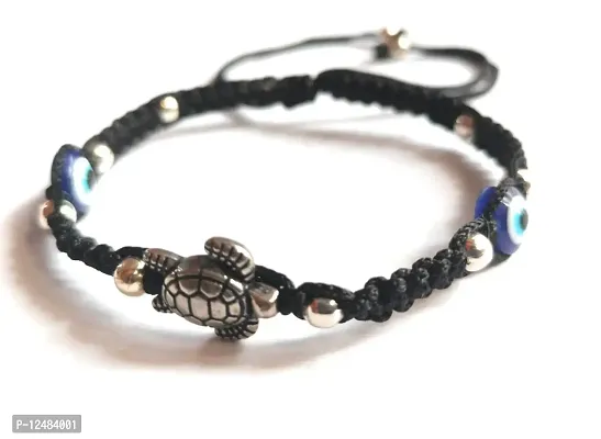 Jyokrish Handmade Adjustable Black thread With 1 Evil eye Nazariya bracelet  for Unisex, Men