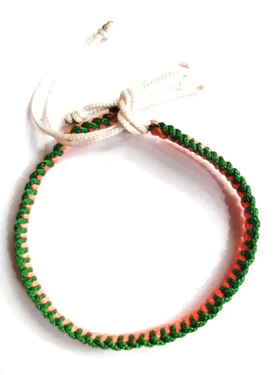 Jyokrish Tiranga (Orange,Green,white) thread knot Bracelet for Unisex |Men |Women |Boys| Girls| Adjustable| Free Size |Single Piece | Tricolor Thread