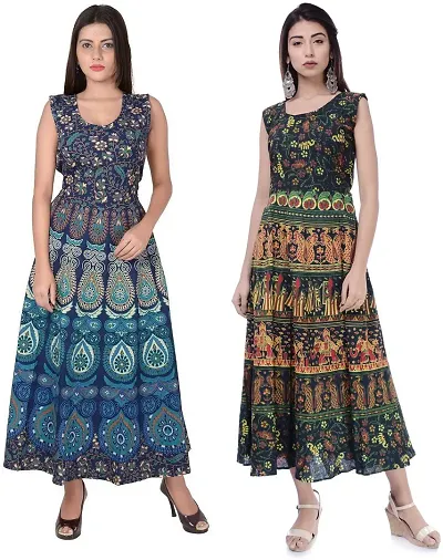 Designer Jaipuri Midi Gown Kurta Pack of 2