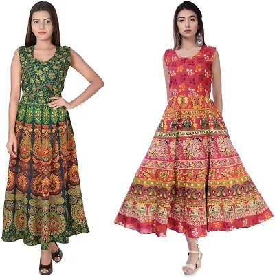 Designer Jaipuri Midi Gown Kurta Pack of 2