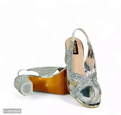 Stylish Grey Synthetic Solid Heels For Women-thumb0