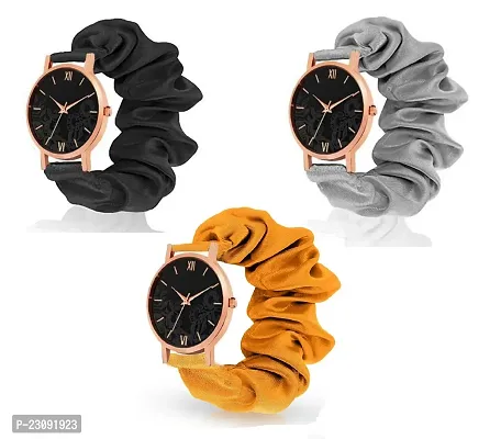 Stylish Multicoloured Fabric Analog Watches For Women Pack of 3-thumb0