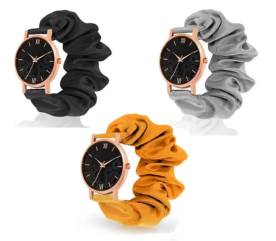 Stylish Fabric Analog Watches For Women Pack of 3