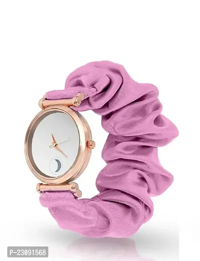 Stylish Pink Fabric Analog Watches For Women-thumb0